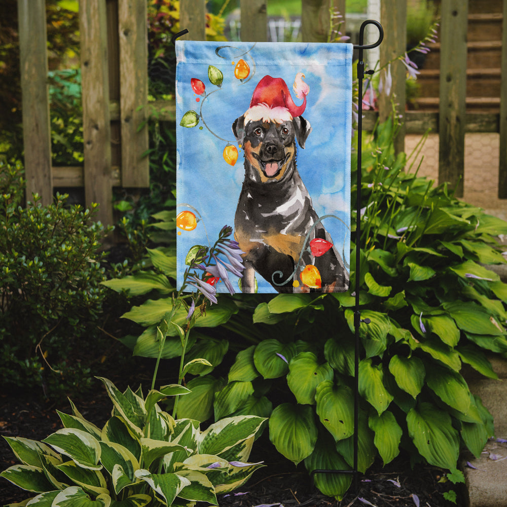 Christmas Lights Rottweiler Garden Flag Mailbox Decorative Yard Banner Outside Patio Artwork for Flower Beds, Garden Size, Multicolor
