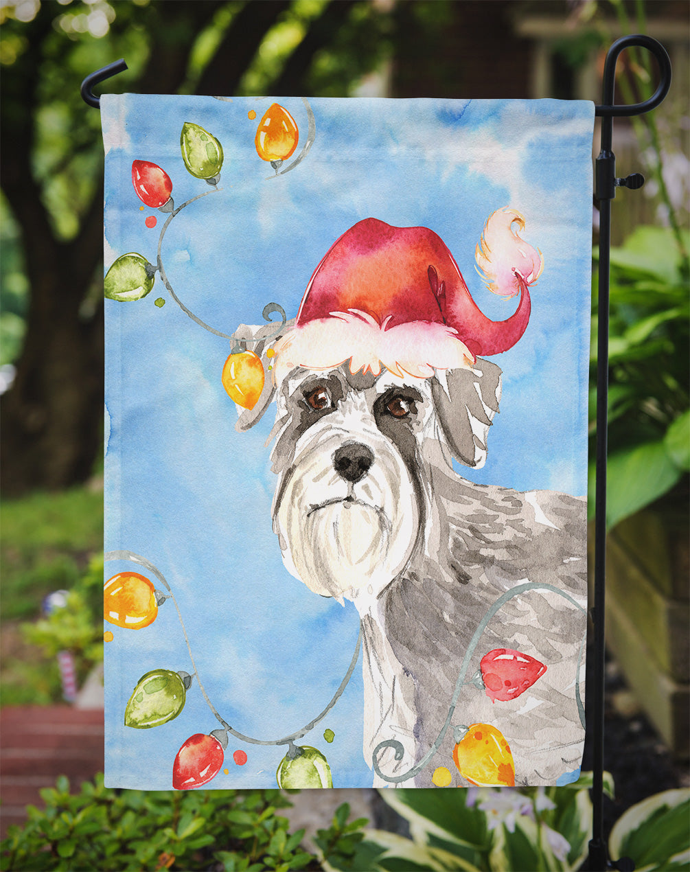 Christmas Lights Schnauzer #2 Garden Flag Mailbox Decorative Yard Banner Outside Patio Artwork for Flower Beds, Garden Size, Multicolor