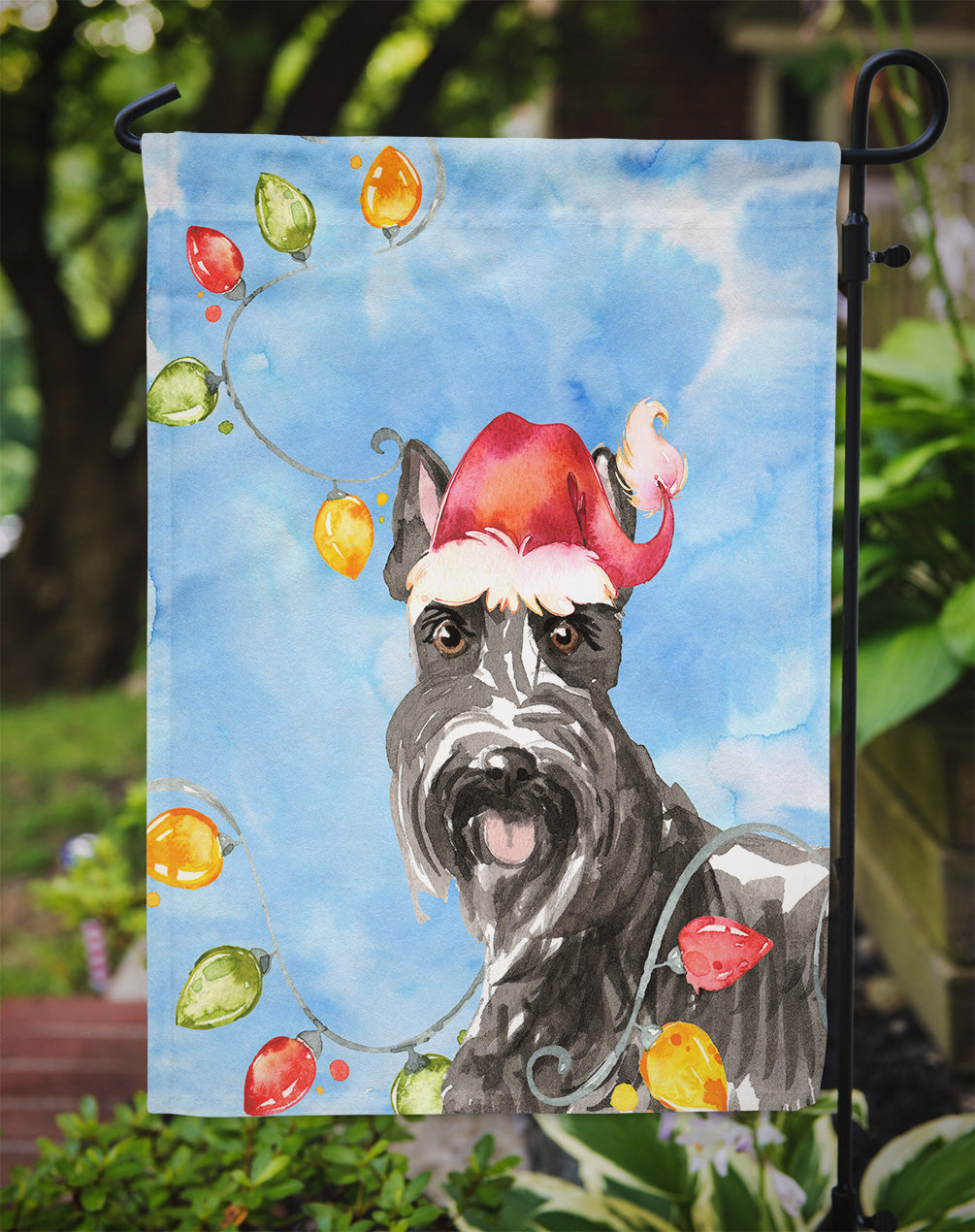 Christmas Lights Scottish Terrier Garden Flag Mailbox Decorative Yard Banner Outside Patio Artwork for Flower Beds, Garden Size, Multicolor
