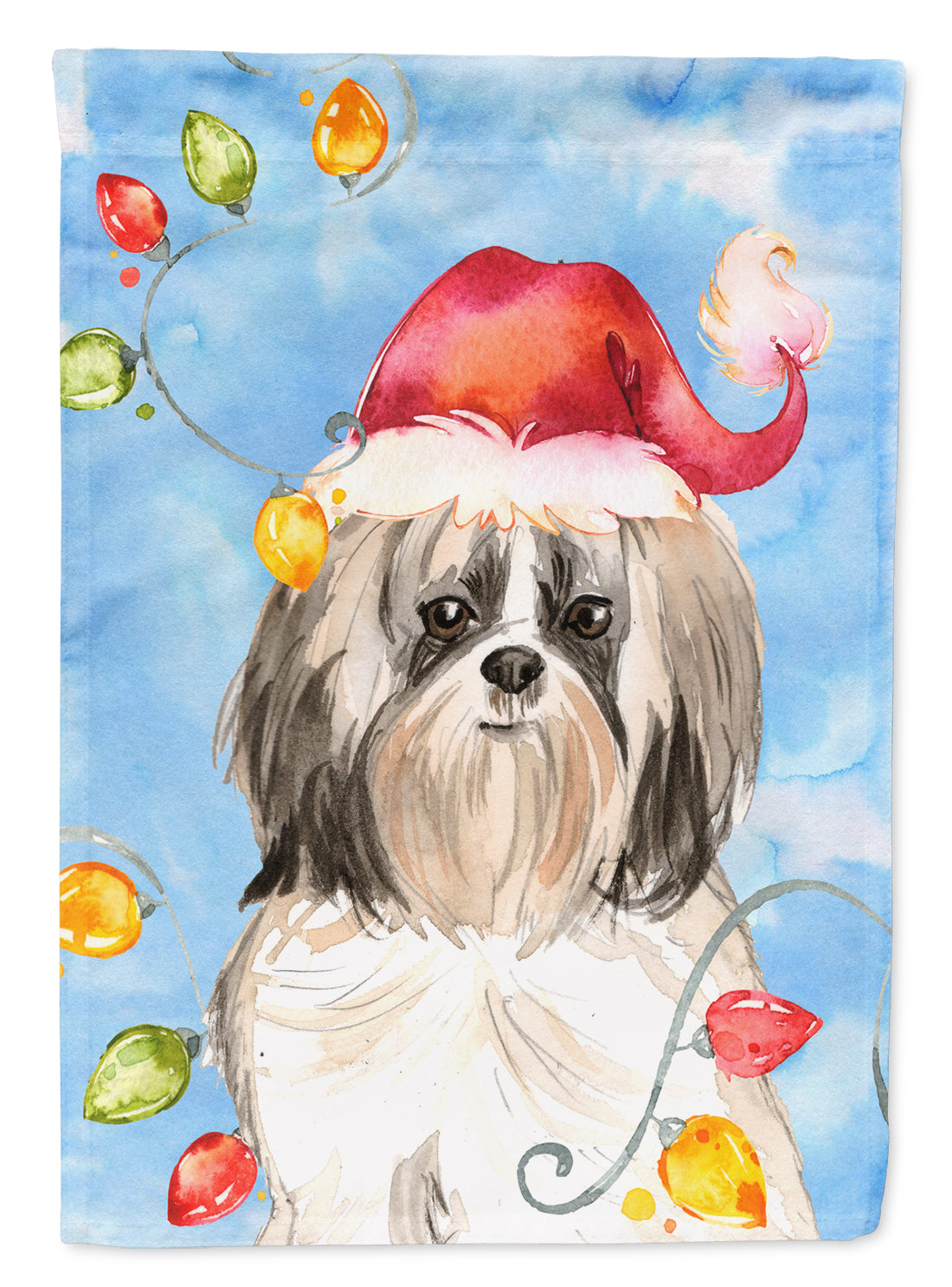 Christmas Lights Shih Tzu Garden Flag Mailbox Decorative Yard Banner Outside Patio Artwork for Flower Beds, Garden Size, Multicolor
