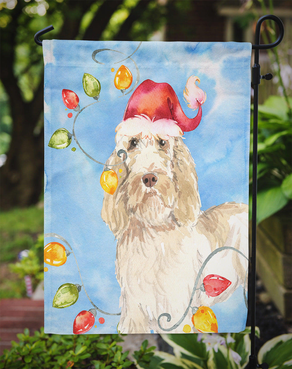 Christmas Lights Spinone Italiano Garden Flag Mailbox Decorative Yard Banner Outside Patio Artwork for Flower Beds, Garden Size, Multicolor
