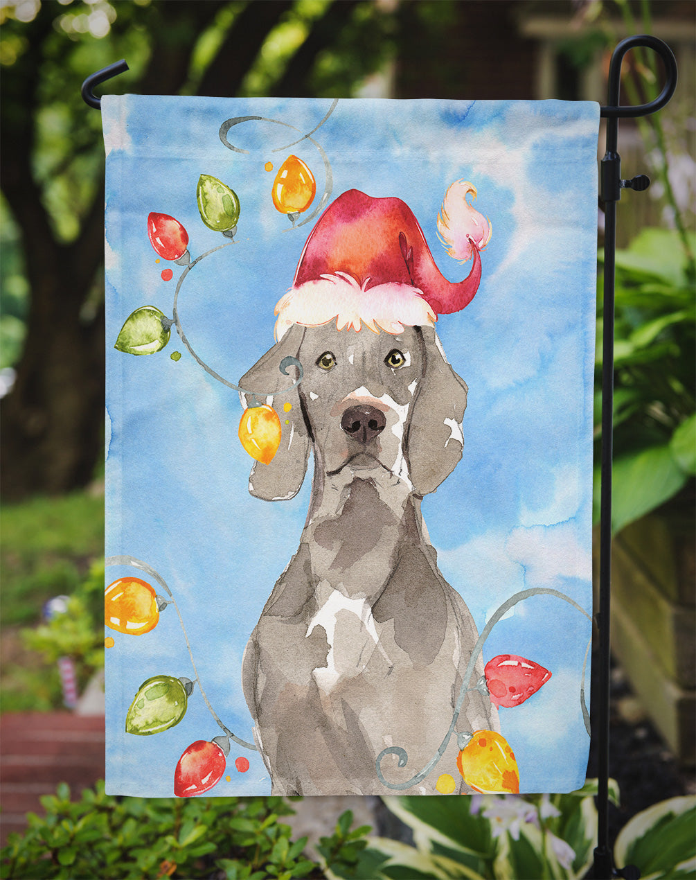 Christmas Lights Weimaraner Garden Flag Mailbox Decorative Yard Banner Outside Patio Artwork for Flower Beds, Garden Size, Multicolor