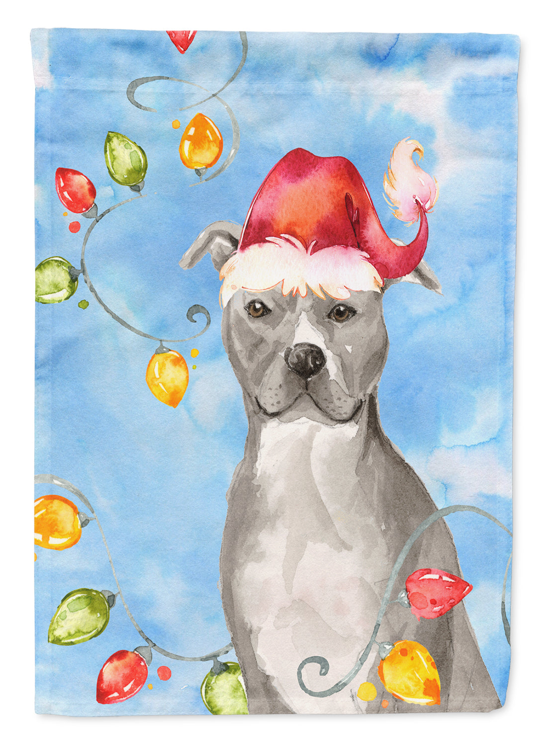 Christmas Lights Staffordshire Bull Terrier Garden Flag Mailbox Decorative Yard Banner Outside Patio Artwork for Flower Beds, Garden Size, Multicolor
