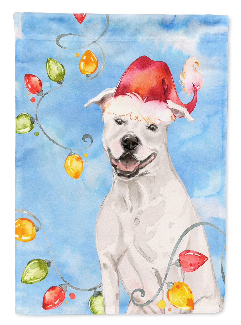 Christmas Lights White Staffie Bull Terrier Garden Flag Mailbox Decorative Yard Banner Outside Patio Artwork for Flower Beds, Garden Size, Multicolor