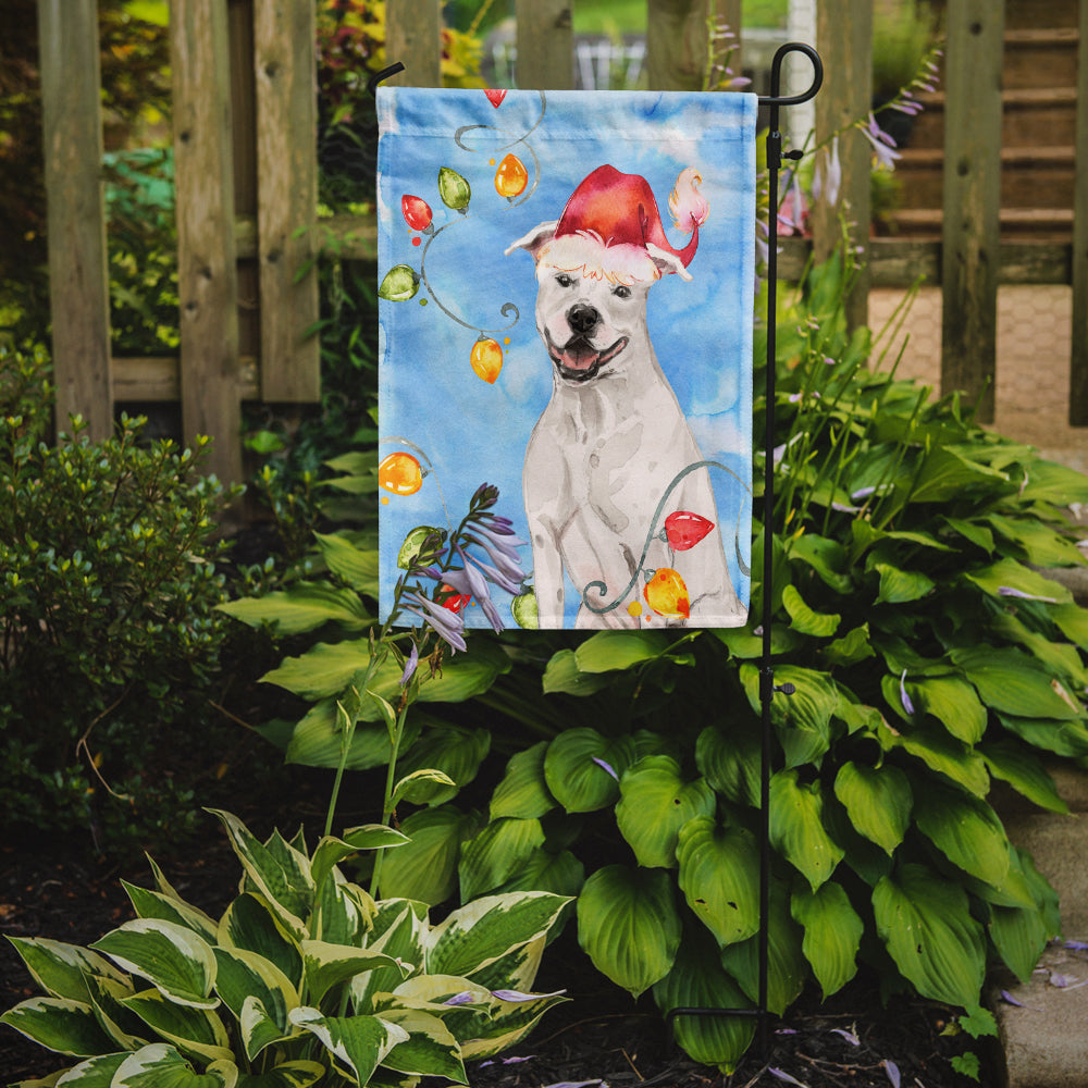 Christmas Lights White Staffie Bull Terrier Garden Flag Mailbox Decorative Yard Banner Outside Patio Artwork for Flower Beds, Garden Size, Multicolor