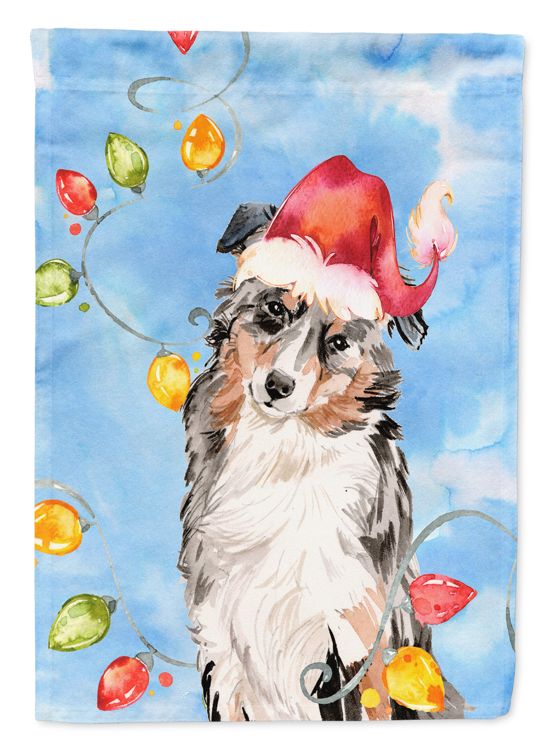 Christmas Lights Australian Shepherd Garden Flag Mailbox Decorative Yard Banner Outside Patio Artwork for Flower Beds, Garden Size, Multicolor