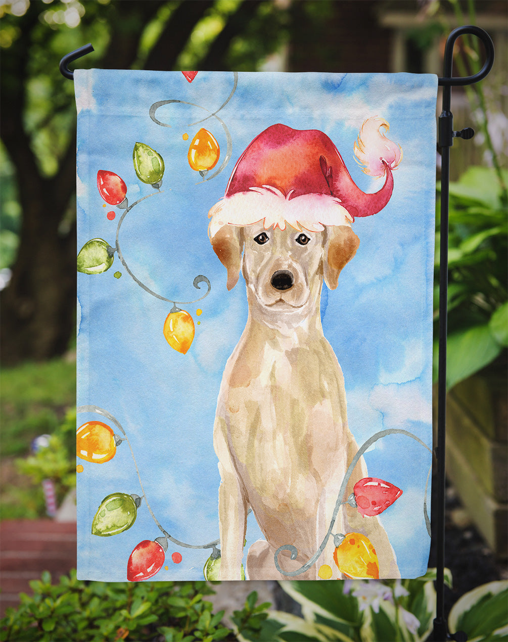 Christmas Lights Yellow Labrador Retriever Garden Flag Mailbox Decorative Yard Banner Outside Patio Artwork for Flower Beds, Garden Size, Multicolor