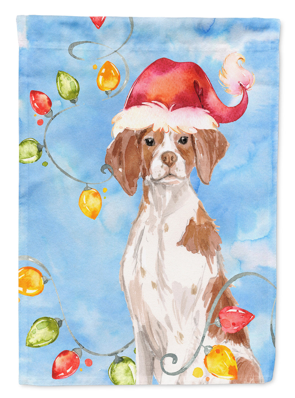 Christmas Lights Brittany Spaniel Garden Flag Mailbox Decorative Yard Banner Outside Patio Artwork for Flower Beds, Garden Size, Multicolor