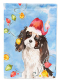 Christmas Lights Tricolor Cavalier Spaniel House Flag 28x40 Porch Sleeve Pole Decorative Outside Yard Banner Artwork Wall Hanging, Polyester