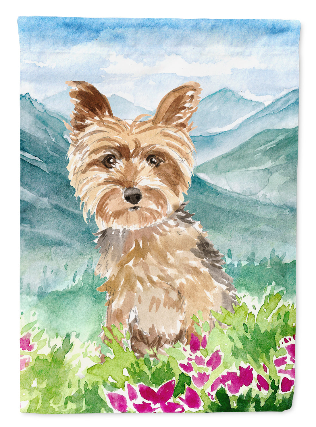 Mountian Flowers Yorkshire Terrier Yorkie Garden Flag Mailbox Decorative Yard Banner Outside Patio Artwork for Flower Beds, Garden Size, Multicolor