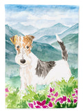 Mountian Flowers Fox Terrier Garden Flag Mailbox Decorative Yard Banner Outside Patio Artwork for Flower Beds, Garden Size, Multicolor