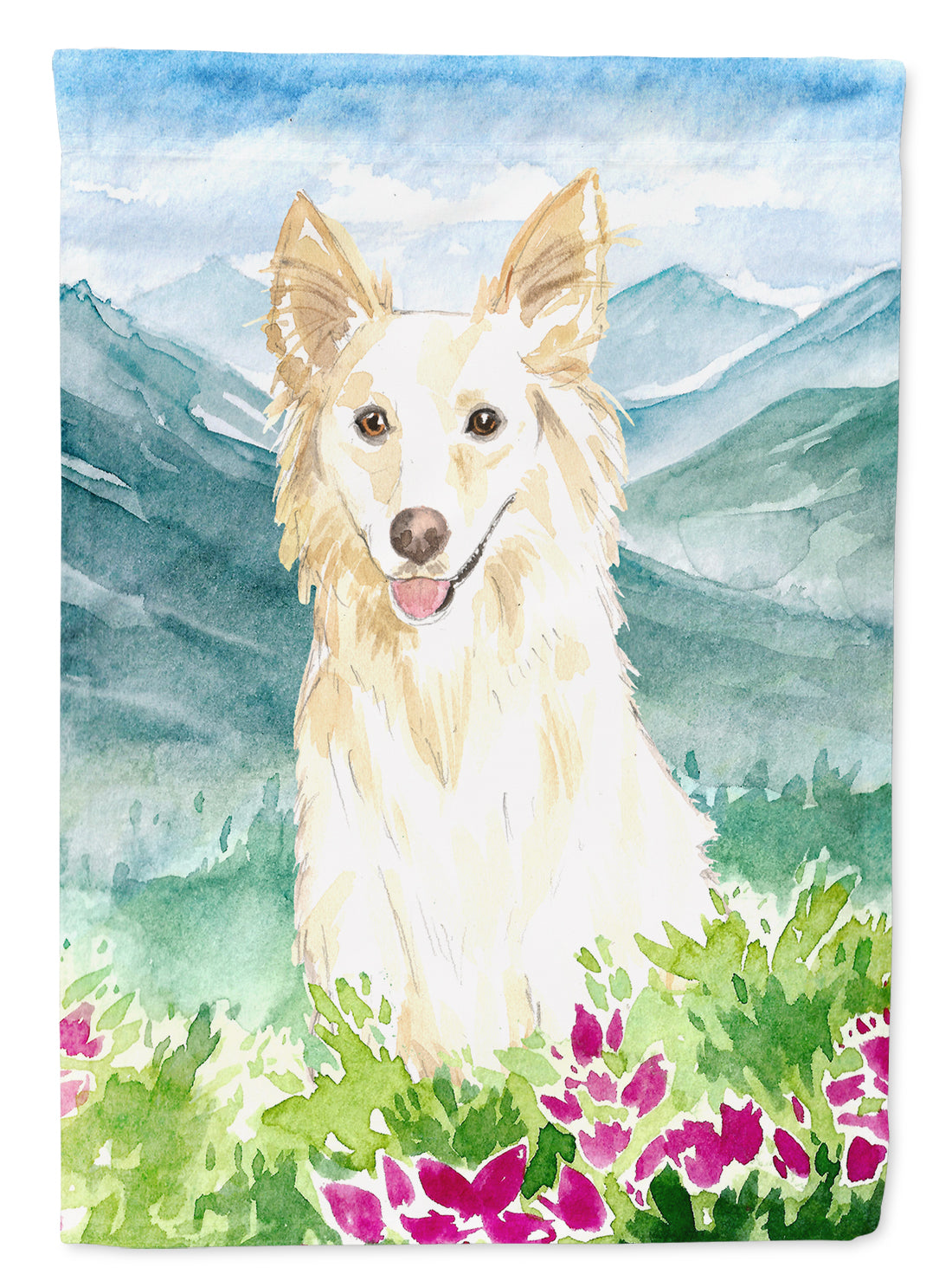 Mountian Flowers White Collie Garden Flag Mailbox Decorative Yard Banner Outside Patio Artwork for Flower Beds, Garden Size, Multicolor