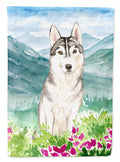 Mountian Flowers Siberian Husky Garden Flag Mailbox Decorative Yard Banner Outside Patio Artwork for Flower Beds, Garden Size, Multicolor