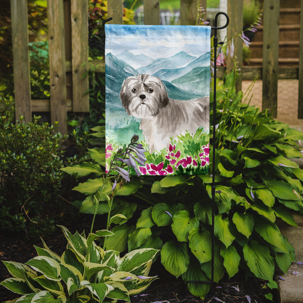 Mountain Flowers Shih Tzu Puppy Garden Flag Mailbox Decorative Yard Banner Outside Patio Artwork for Flower Beds, Garden Size, Multicolor