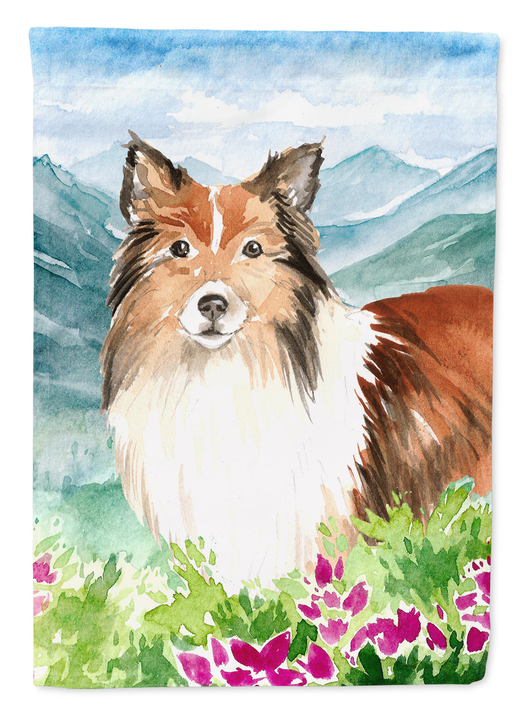 Mountain Flowers Sheltie Garden Flag Mailbox Decorative Yard Banner Outside Patio Artwork for Flower Beds, Garden Size, Multicolor