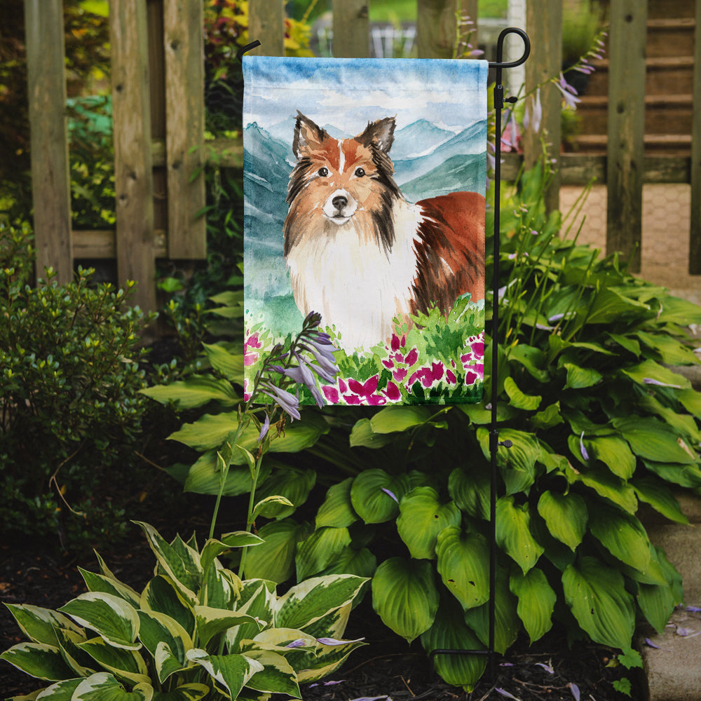 Mountain Flowers Sheltie Garden Flag Mailbox Decorative Yard Banner Outside Patio Artwork for Flower Beds, Garden Size, Multicolor
