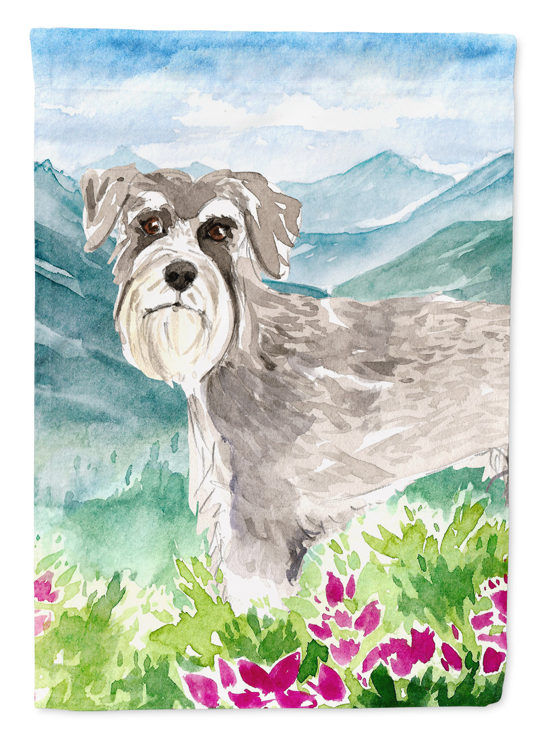 Mountain Flowers Schnauzer #1 Garden Flag Mailbox Decorative Yard Banner Outside Patio Artwork for Flower Beds, Garden Size, Multicolor