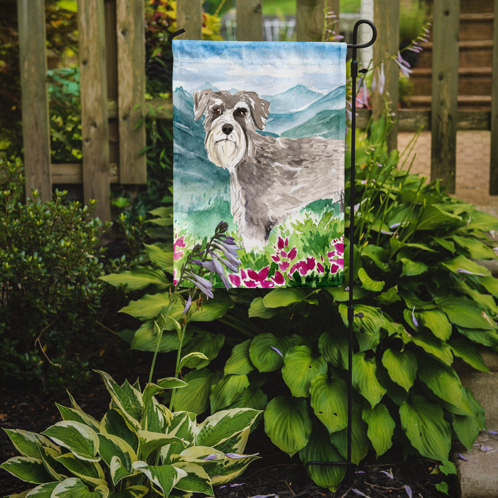 Mountain Flowers Schnauzer #1 Garden Flag Mailbox Decorative Yard Banner Outside Patio Artwork for Flower Beds, Garden Size, Multicolor