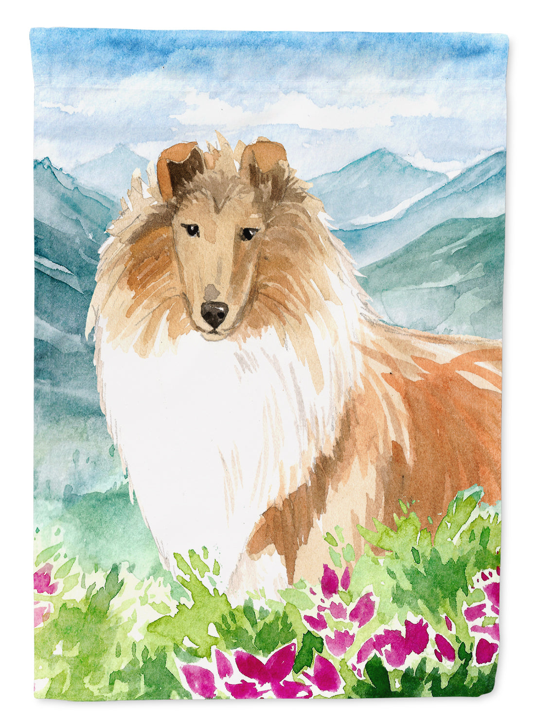 Mountain Flowers Smooth Collie Garden Flag Mailbox Decorative Yard Banner Outside Patio Artwork for Flower Beds, Garden Size, Multicolor