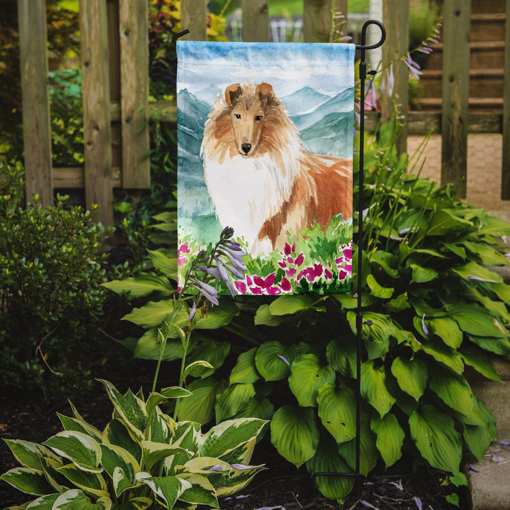 Mountain Flowers Smooth Collie Garden Flag Mailbox Decorative Yard Banner Outside Patio Artwork for Flower Beds, Garden Size, Multicolor