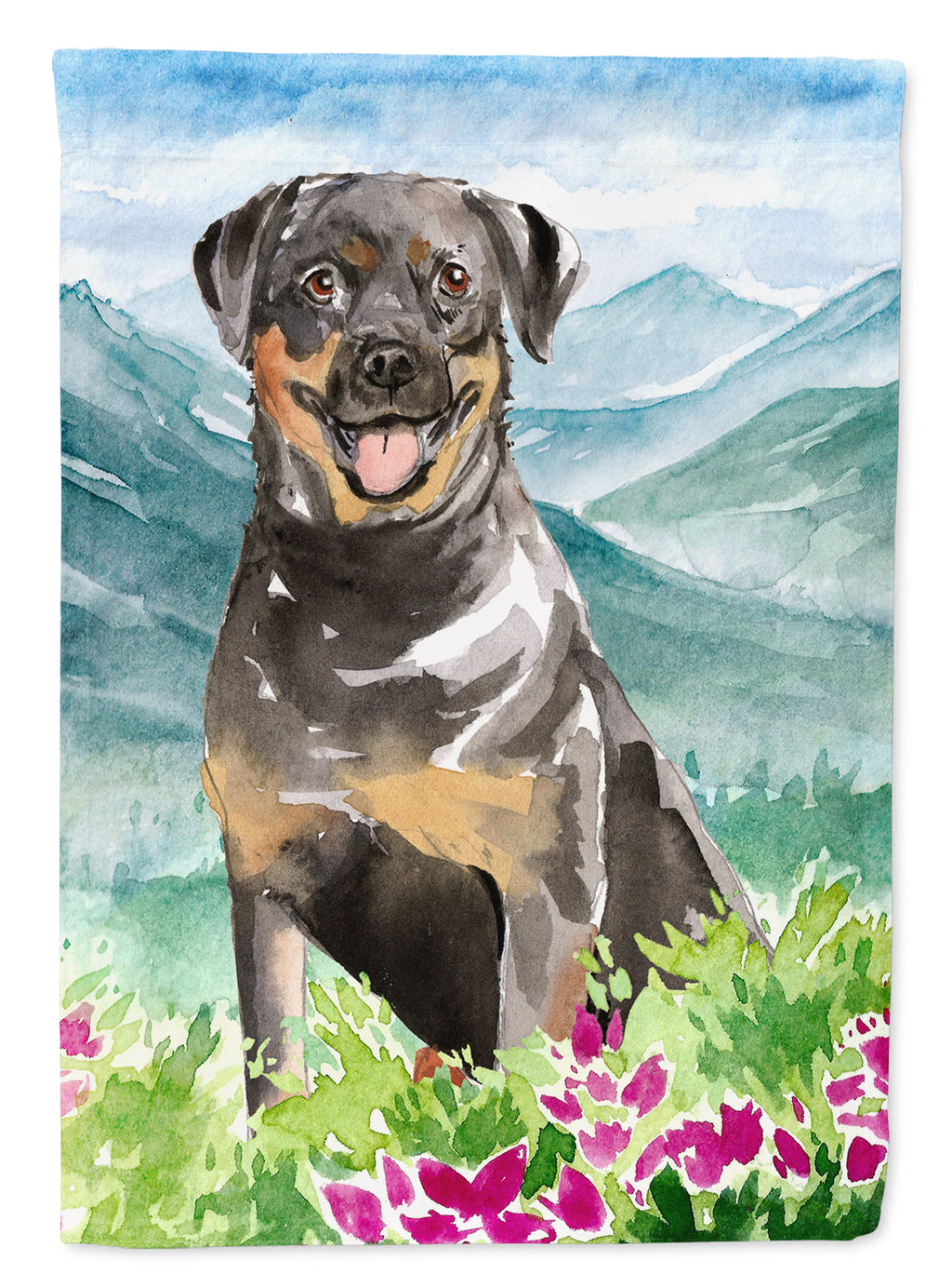 Mountain Flowers Rottweiler Garden Flag Mailbox Decorative Yard Banner Outside Patio Artwork for Flower Beds, Garden Size, Multicolor