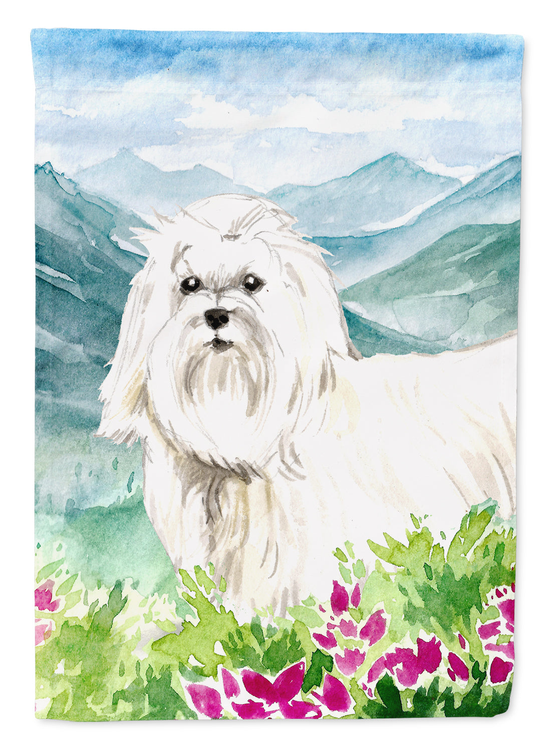 Mountain Flowers Maltese Garden Flag Mailbox Decorative Yard Banner Outside Patio Artwork for Flower Beds, Garden Size, Multicolor