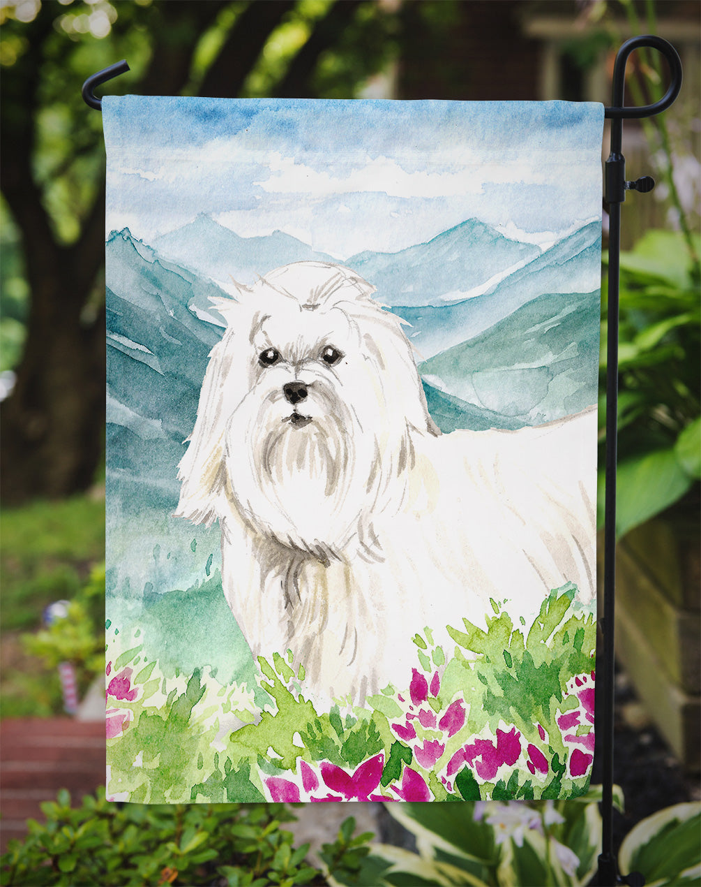 Mountain Flowers Maltese Garden Flag Mailbox Decorative Yard Banner Outside Patio Artwork for Flower Beds, Garden Size, Multicolor