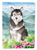 Mountain Flowers Alaskan Malamute Garden Flag Mailbox Decorative Yard Banner Outside Patio Artwork for Flower Beds, Garden Size, Multicolor