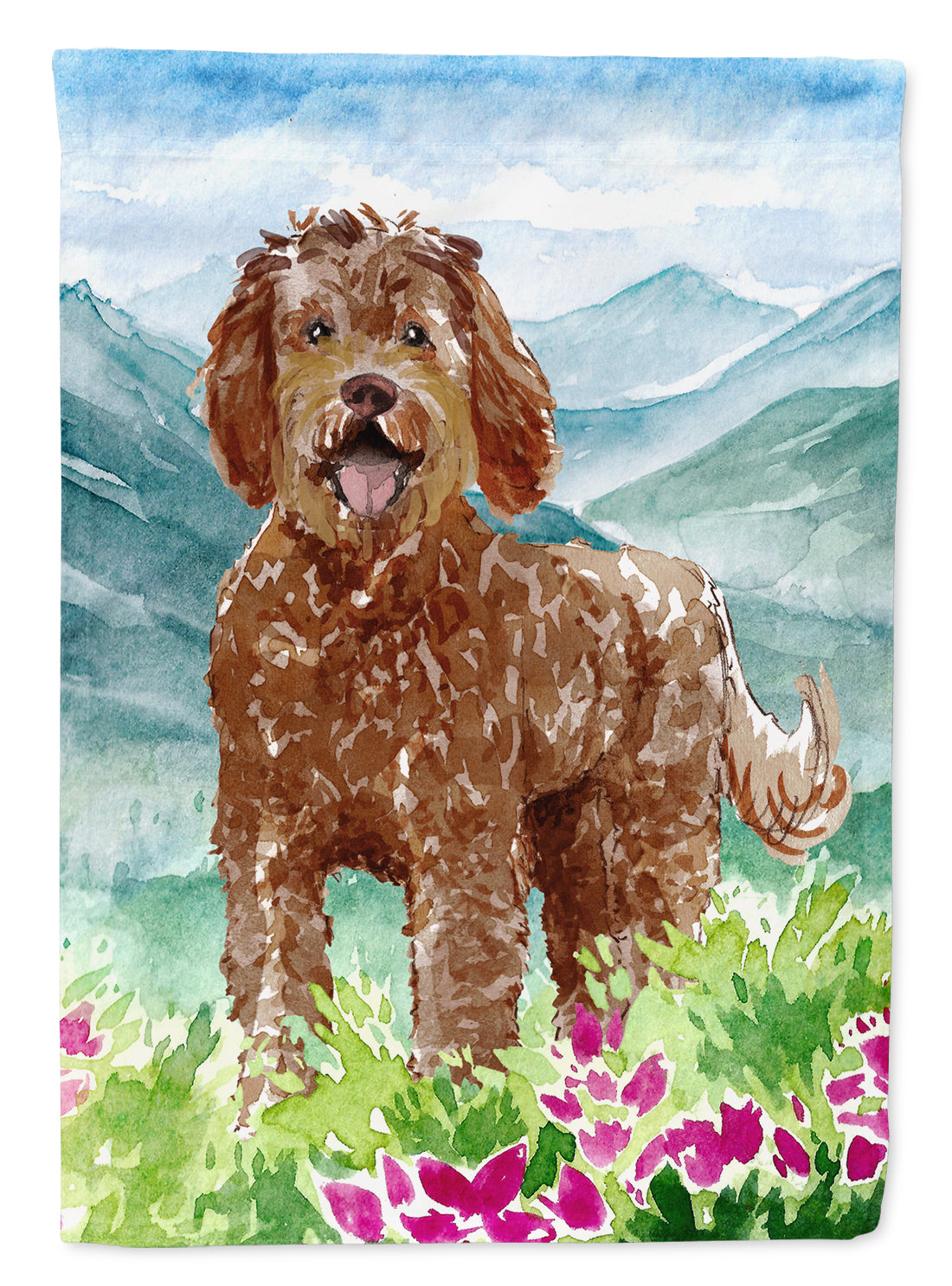 Mountain Flowers Labradoodle Garden Flag Mailbox Decorative Yard Banner Outside Patio Artwork for Flower Beds, Garden Size, Multicolor