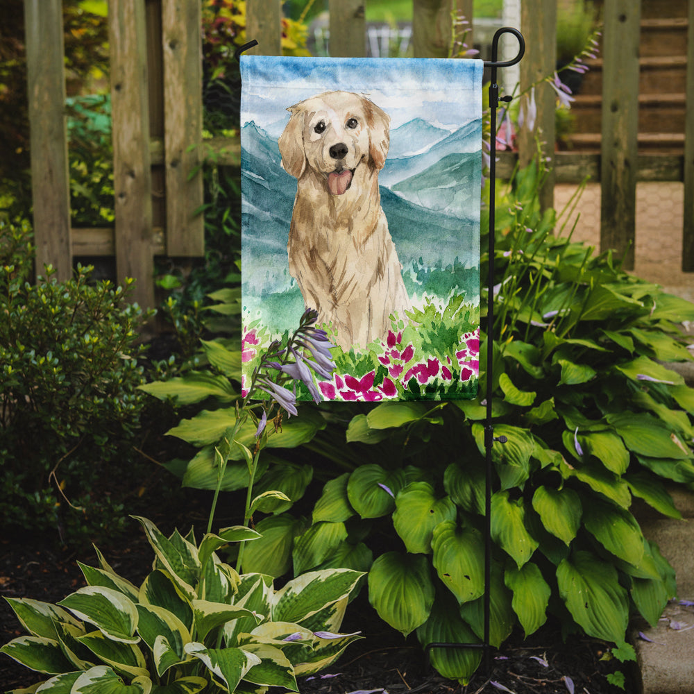 Mountain Flowers Golden Retriever Garden Flag Mailbox Decorative Yard Banner Outside Patio Artwork for Flower Beds, Garden Size, Multicolor