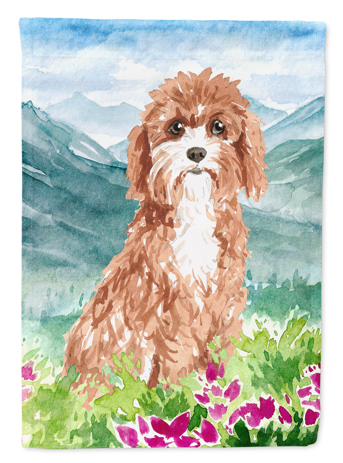 Mountain Flowers Cavapoo Garden Flag Mailbox Decorative Yard Banner Outside Patio Artwork for Flower Beds, Garden Size, Multicolor