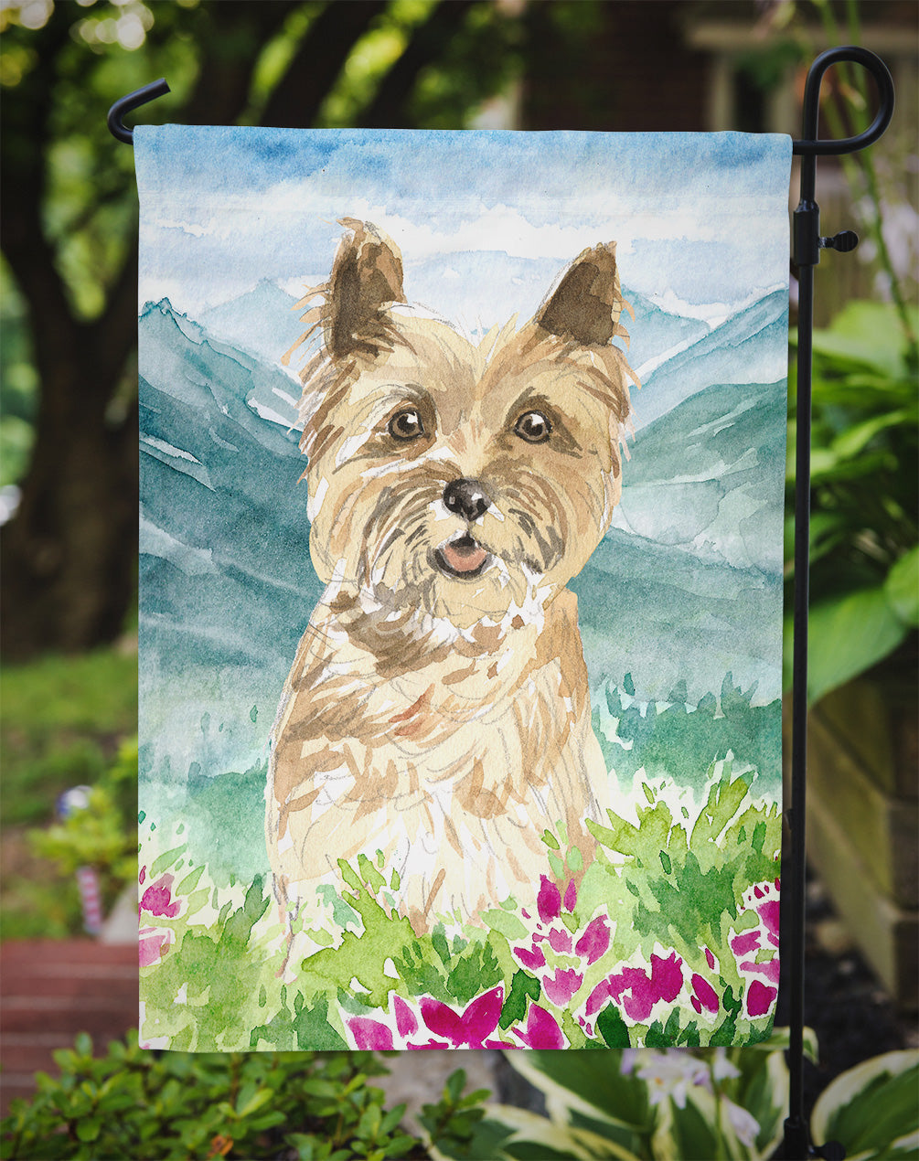 Mountain Flowers Cairn Terrier Garden Flag Mailbox Decorative Yard Banner Outside Patio Artwork for Flower Beds, Garden Size, Multicolor