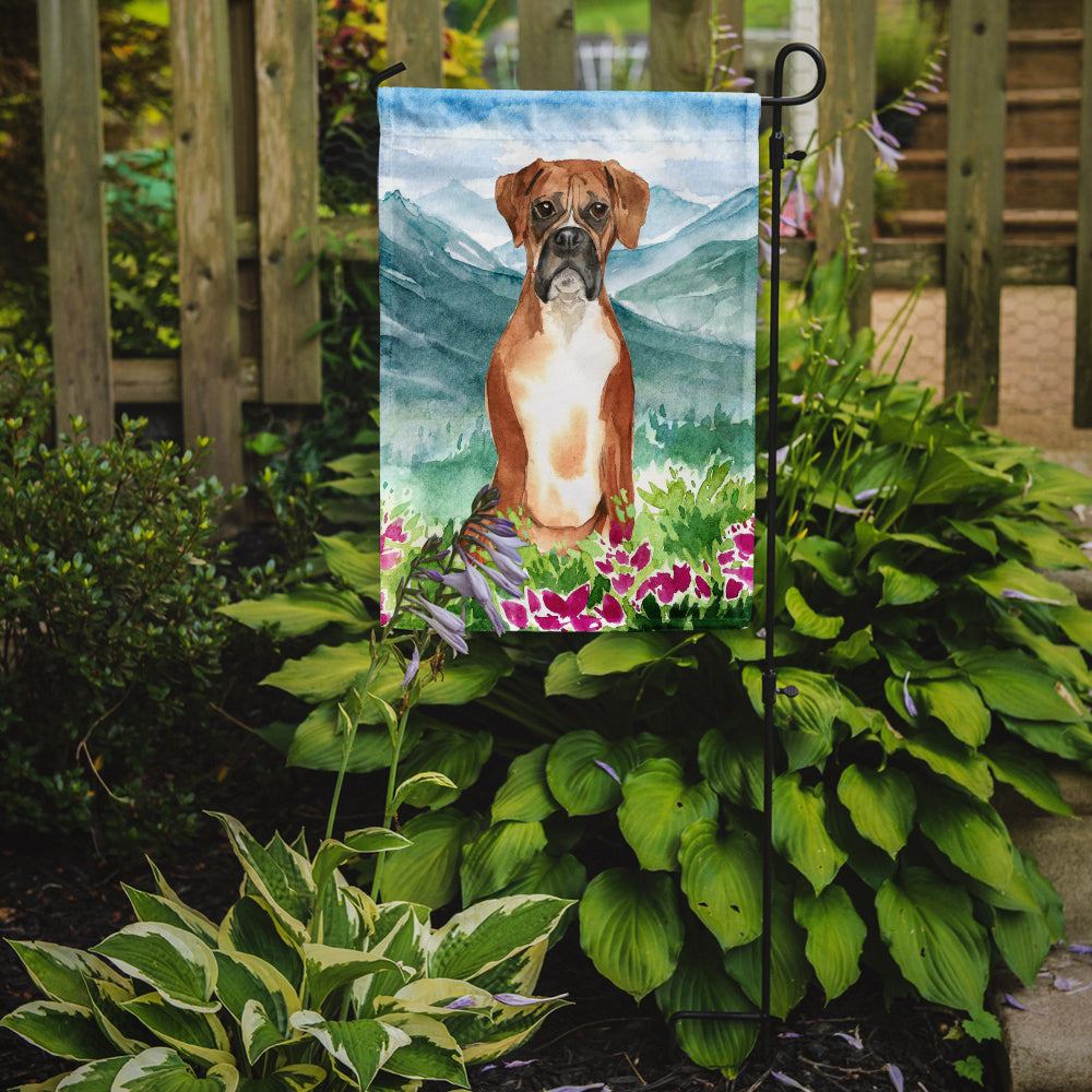 Mountain Flowers Boxer Garden Flag Mailbox Decorative Yard Banner Outside Patio Artwork for Flower Beds, Garden Size, Multicolor
