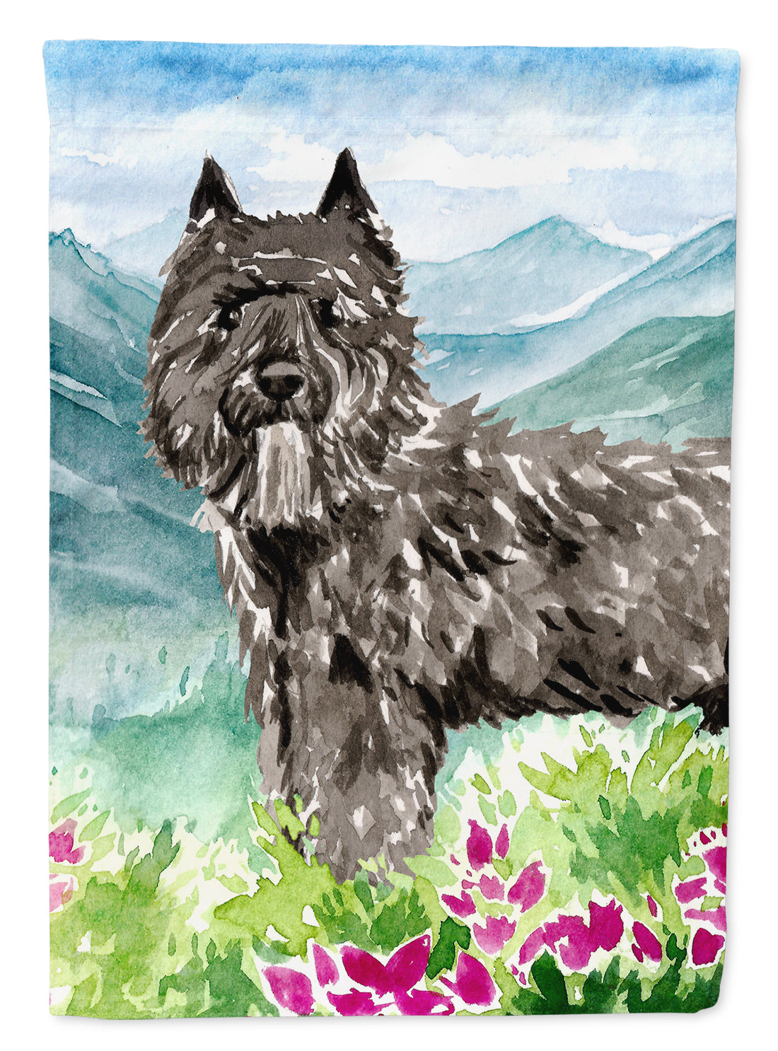Mountain Flowers Bouvier des Flandres Garden Flag Mailbox Decorative Yard Banner Outside Patio Artwork for Flower Beds, Garden Size, Multicolor