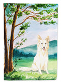 Under the Tree White Collie Garden Flag Mailbox Decorative Yard Banner Outside Patio Artwork for Flower Beds, Garden Size, Multicolor