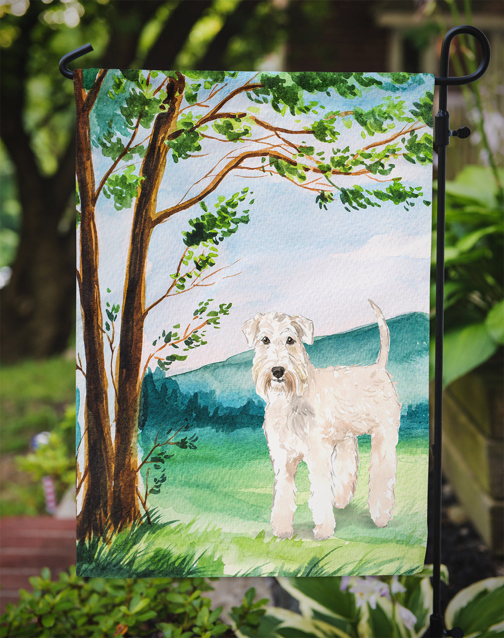 Under the Tree Wheaten Terrier Garden Flag Mailbox Decorative Yard Banner Outside Patio Artwork for Flower Beds, Garden Size, Multicolor