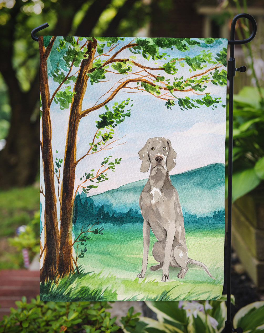 Under the Tree Weimaraner Garden Flag Mailbox Decorative Yard Banner Outside Patio Artwork for Flower Beds, Garden Size, Multicolor