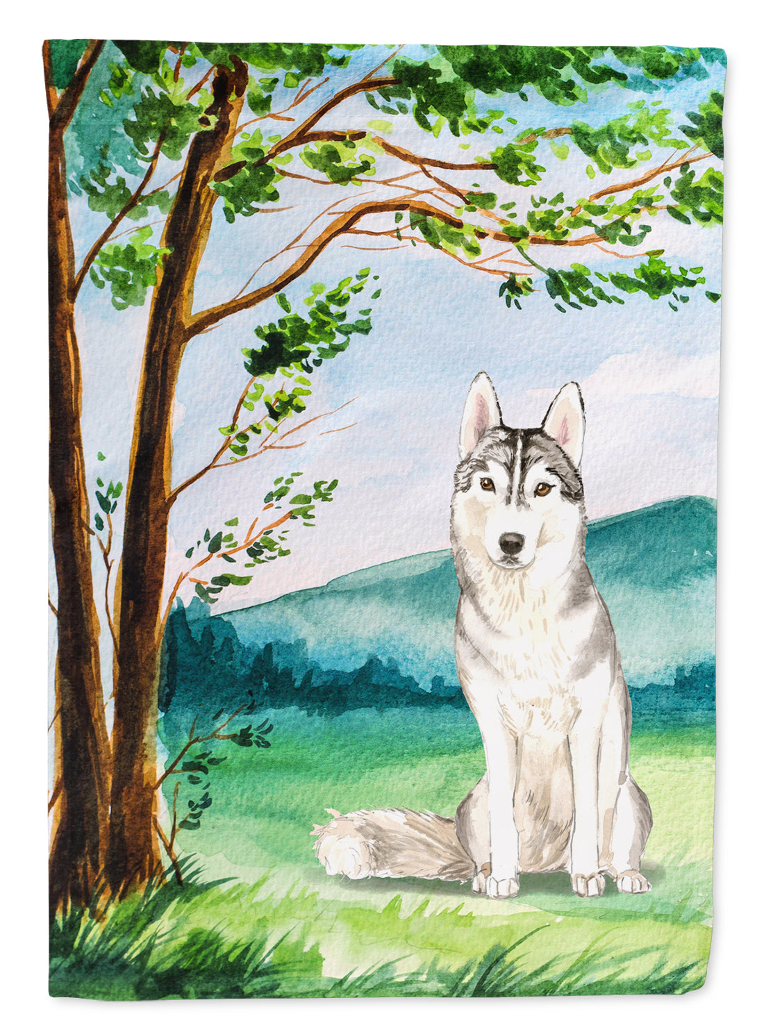 Under the Tree Siberian Husky Garden Flag Mailbox Decorative Yard Banner Outside Patio Artwork for Flower Beds, Garden Size, Multicolor