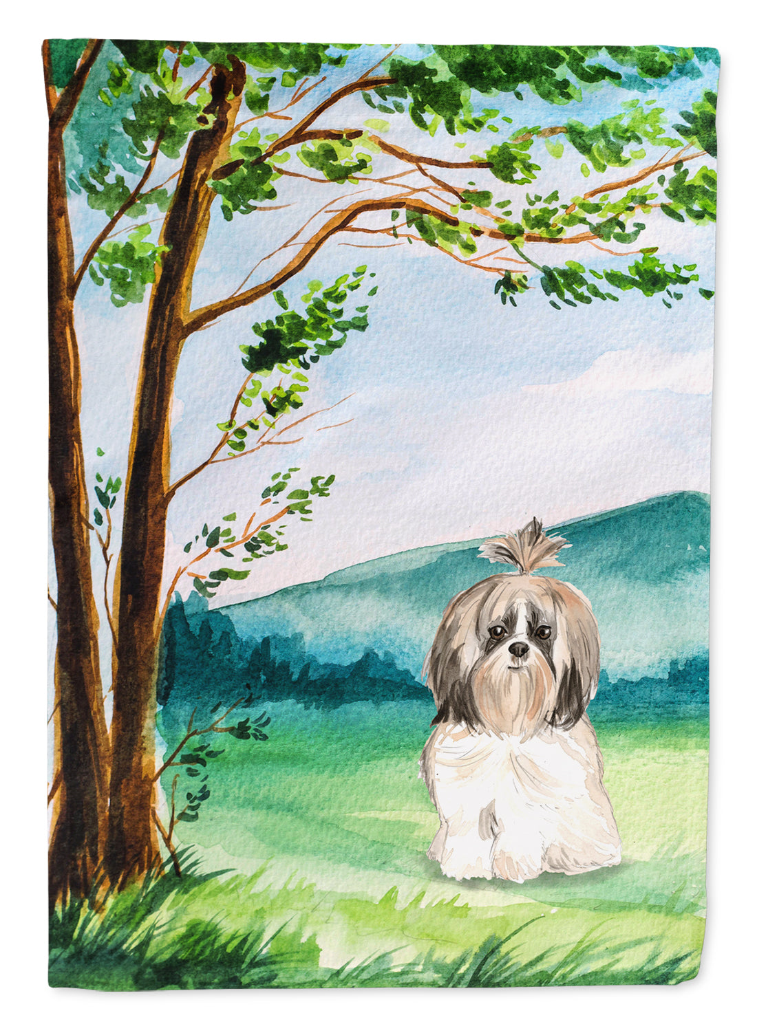 Under the Tree Shih Tzu Garden Flag Mailbox Decorative Yard Banner Outside Patio Artwork for Flower Beds, Garden Size, Multicolor