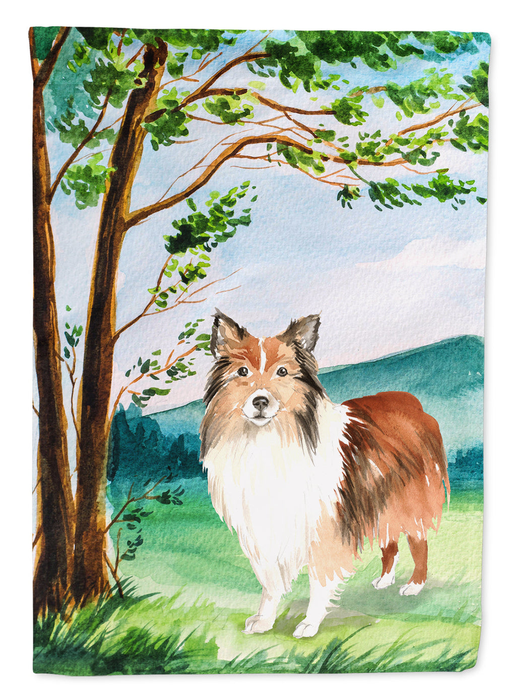 Under the Tree Sheltie Garden Flag Mailbox Decorative Yard Banner Outside Patio Artwork for Flower Beds, Garden Size, Multicolor