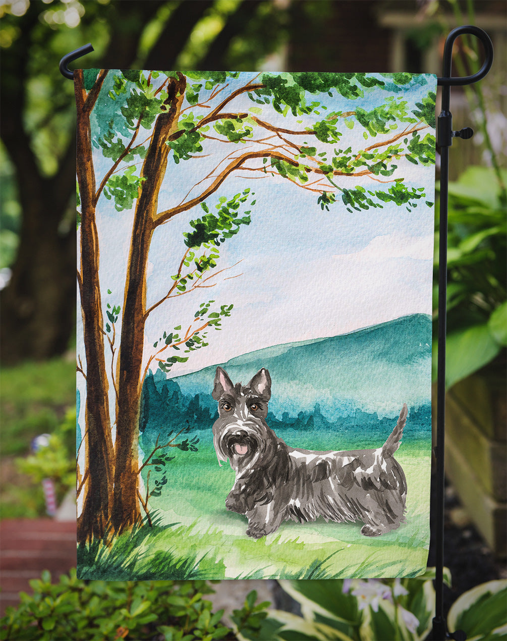 Under the Tree Scottish Terrier Garden Flag Mailbox Decorative Yard Banner Outside Patio Artwork for Flower Beds, Garden Size, Multicolor