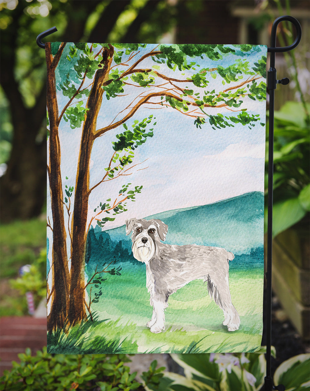 Under the Tree Schnauzer #1 Garden Flag Mailbox Decorative Yard Banner Outside Patio Artwork for Flower Beds, Garden Size, Multicolor