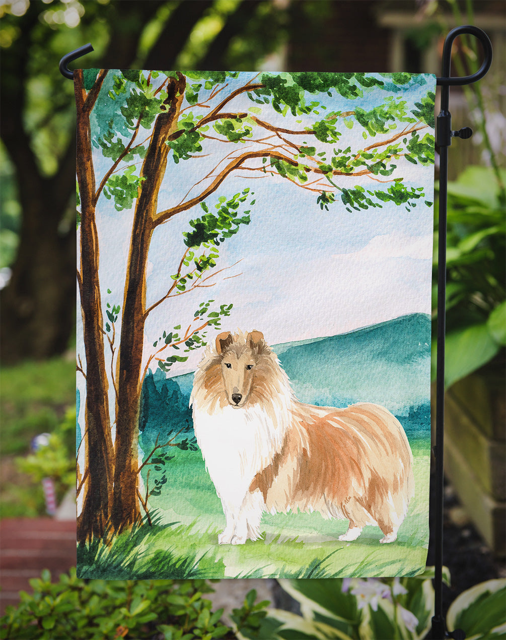 Under the Tree Collie Garden Flag Mailbox Decorative Yard Banner Outside Patio Artwork for Flower Beds, Garden Size, Multicolor