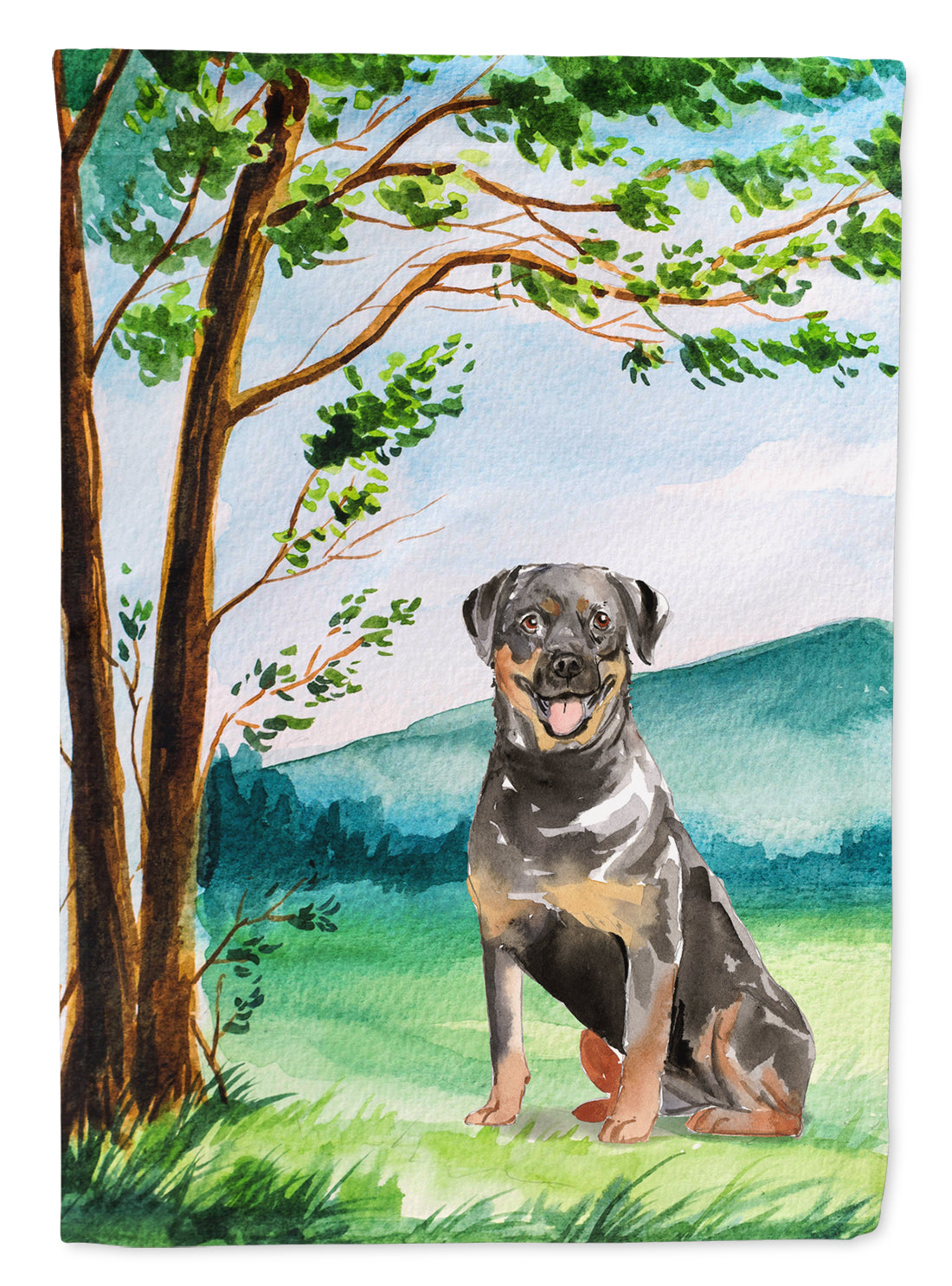 Under the Tree Rottweiler Garden Flag Mailbox Decorative Yard Banner Outside Patio Artwork for Flower Beds, Garden Size, Multicolor