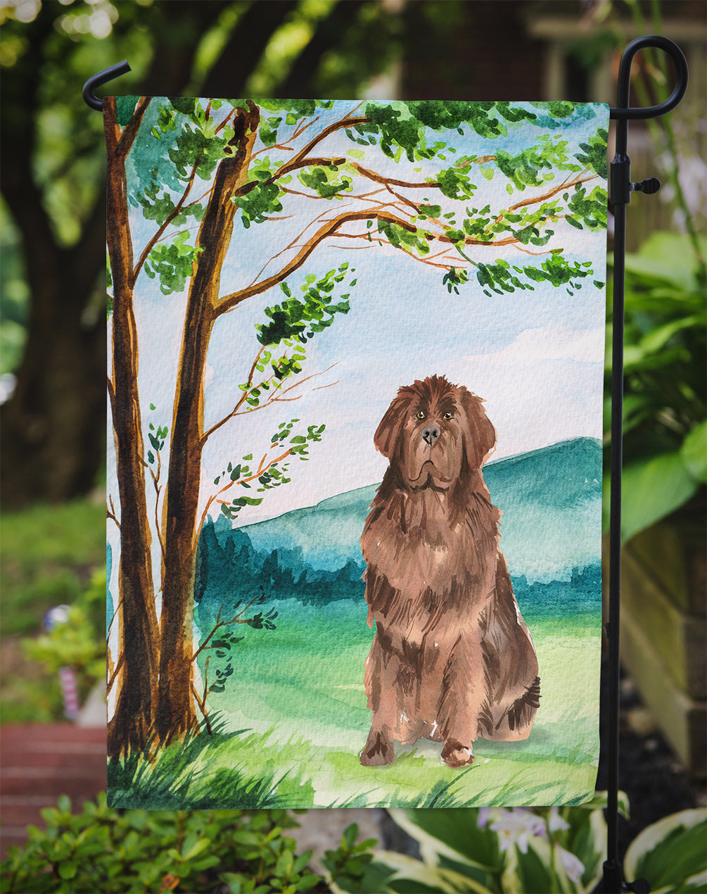 Under the Tree Newfoundland Garden Flag Mailbox Decorative Yard Banner Outside Patio Artwork for Flower Beds, Garden Size, Multicolor