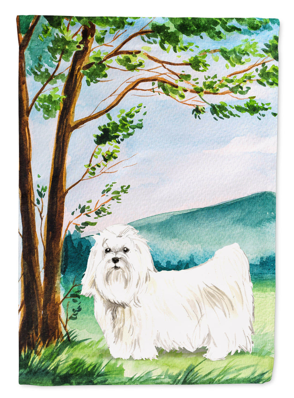 Under the Tree Maltese Garden Flag Mailbox Decorative Yard Banner Outside Patio Artwork for Flower Beds, Garden Size, Multicolor