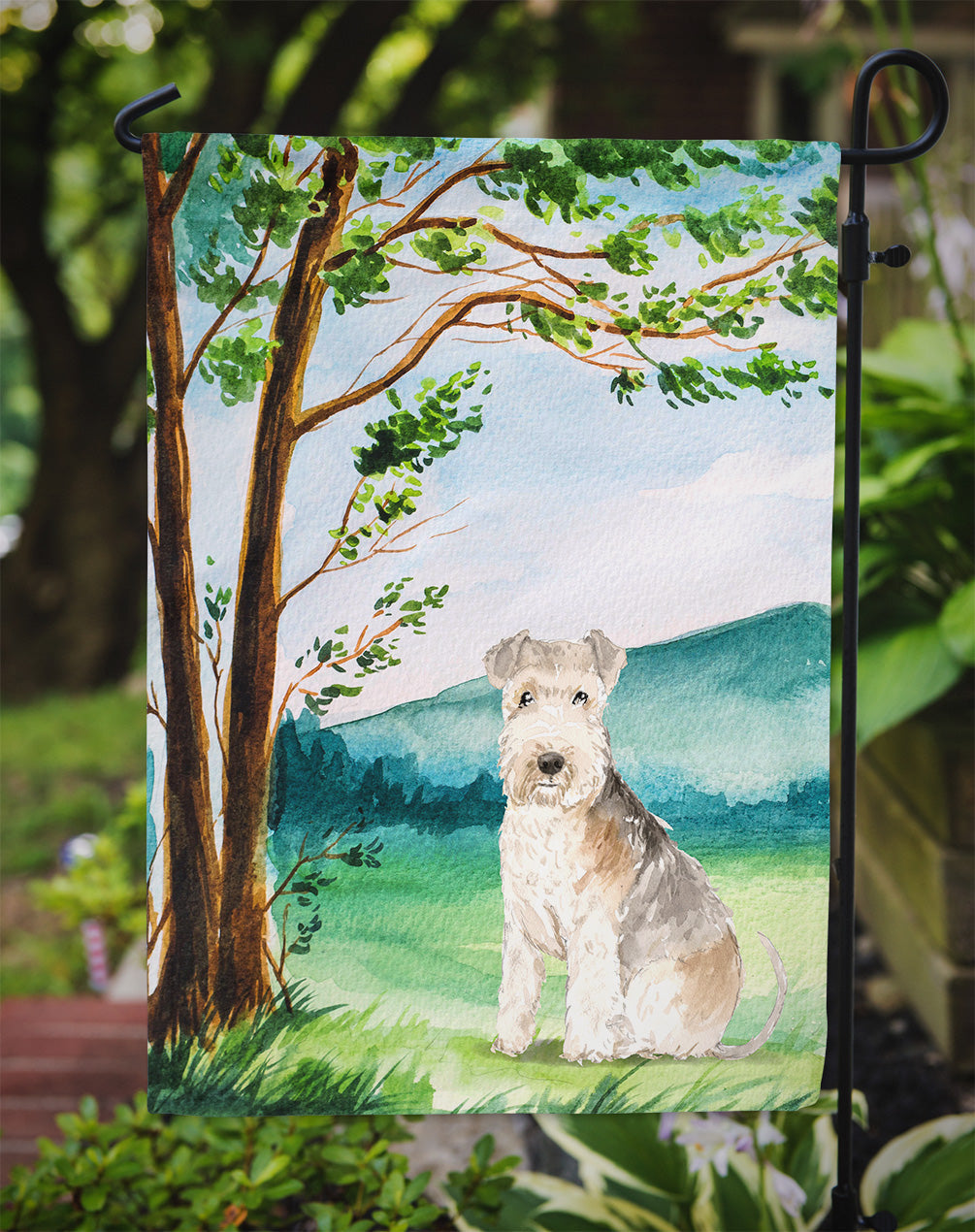 Under the Tree Lakeland Terrier Garden Flag Mailbox Decorative Yard Banner Outside Patio Artwork for Flower Beds, Garden Size, Multicolor