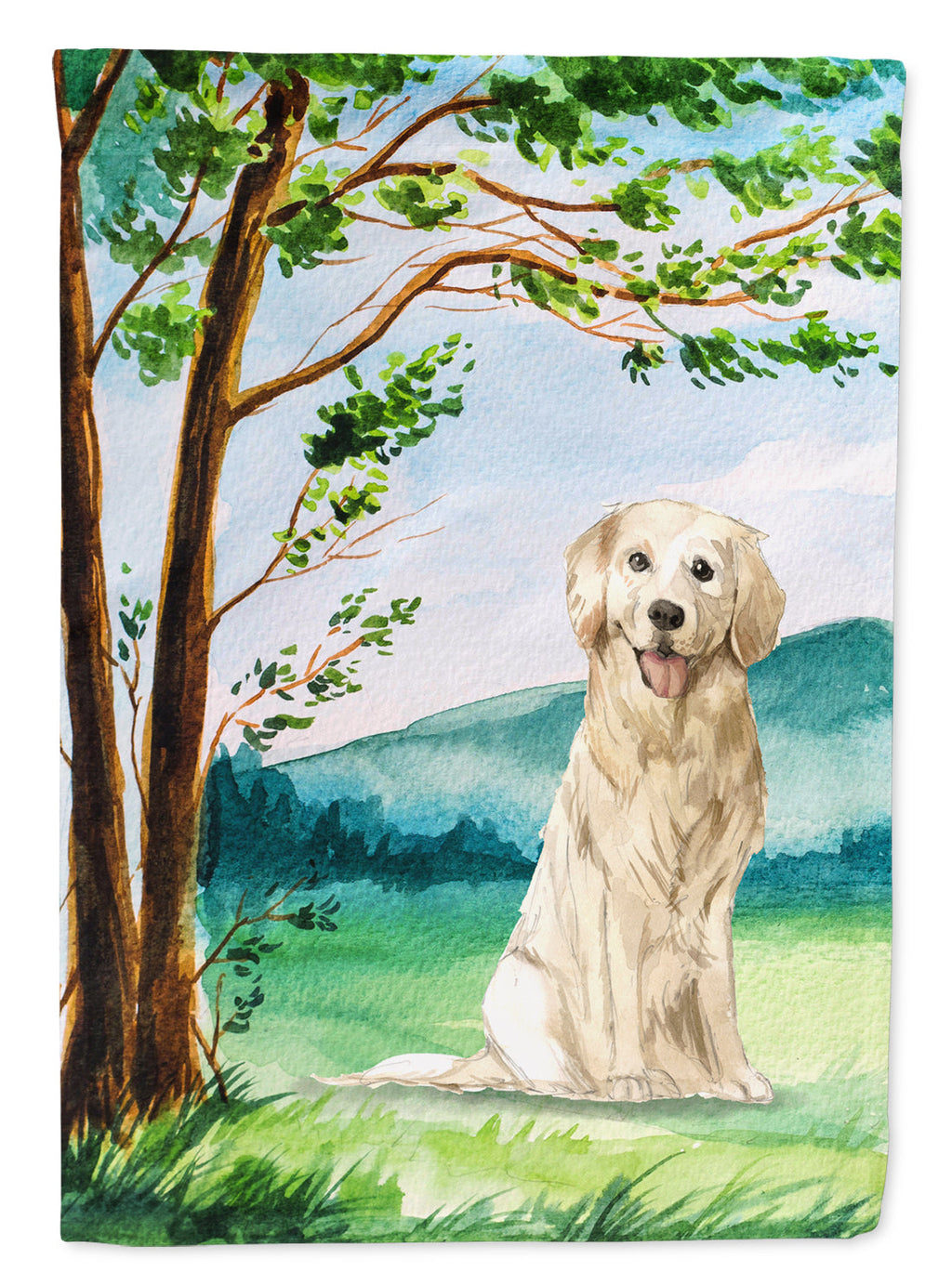 Under the Tree Golden Retriever Garden Flag Mailbox Decorative Yard Banner Outside Patio Artwork for Flower Beds, Garden Size, Multicolor