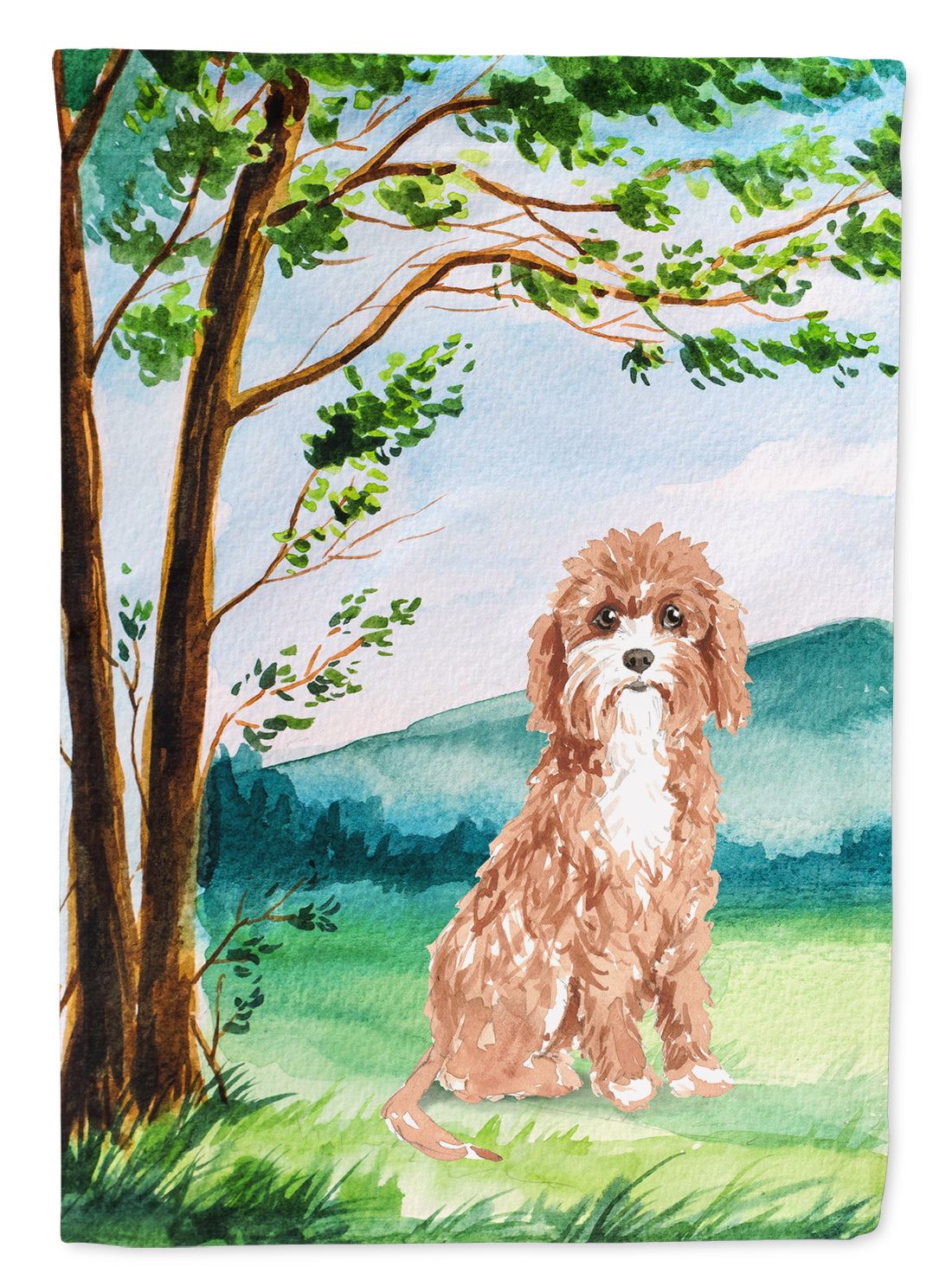 Under the Tree Cavapoo Garden Flag Mailbox Decorative Yard Banner Outside Patio Artwork for Flower Beds, Garden Size, Multicolor