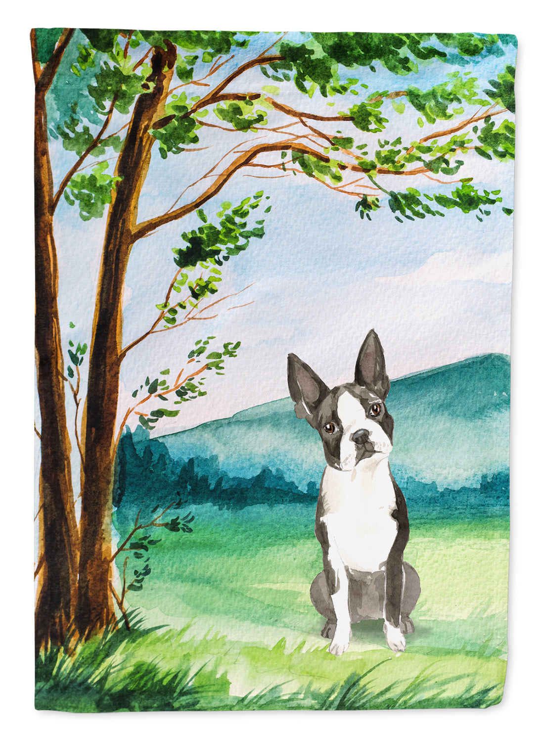 Under the Tree Boston Terrier Garden Flag Mailbox Decorative Yard Banner Outside Patio Artwork for Flower Beds, Garden Size, Multicolor